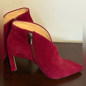 Vince Camaro Red Suede Ankle Boots